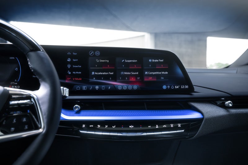 The 2026 OPTIQ-V Display Screen Displaying the V-Mode Settings | Val Ward Cadillac in Fort Myers FL